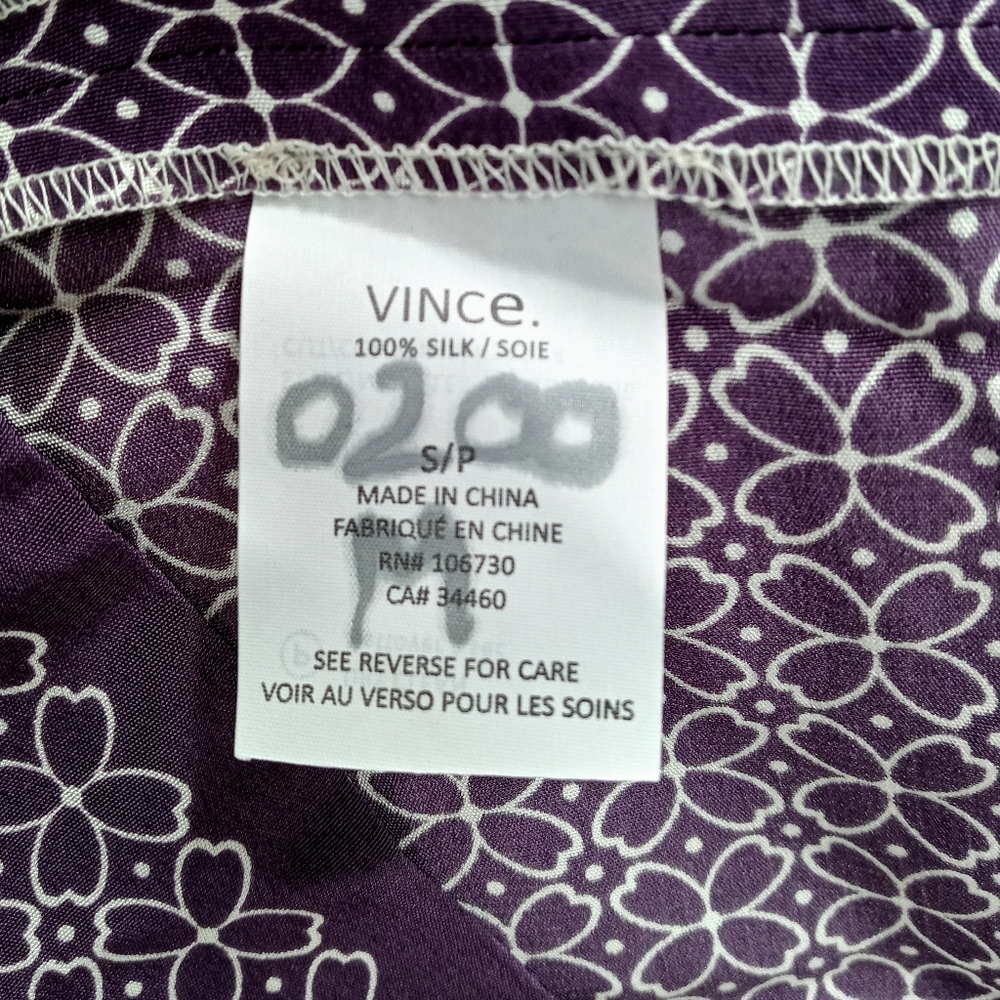 Vince Silk Purple Print Trapunto Shift Dress - Picture 11 of 13